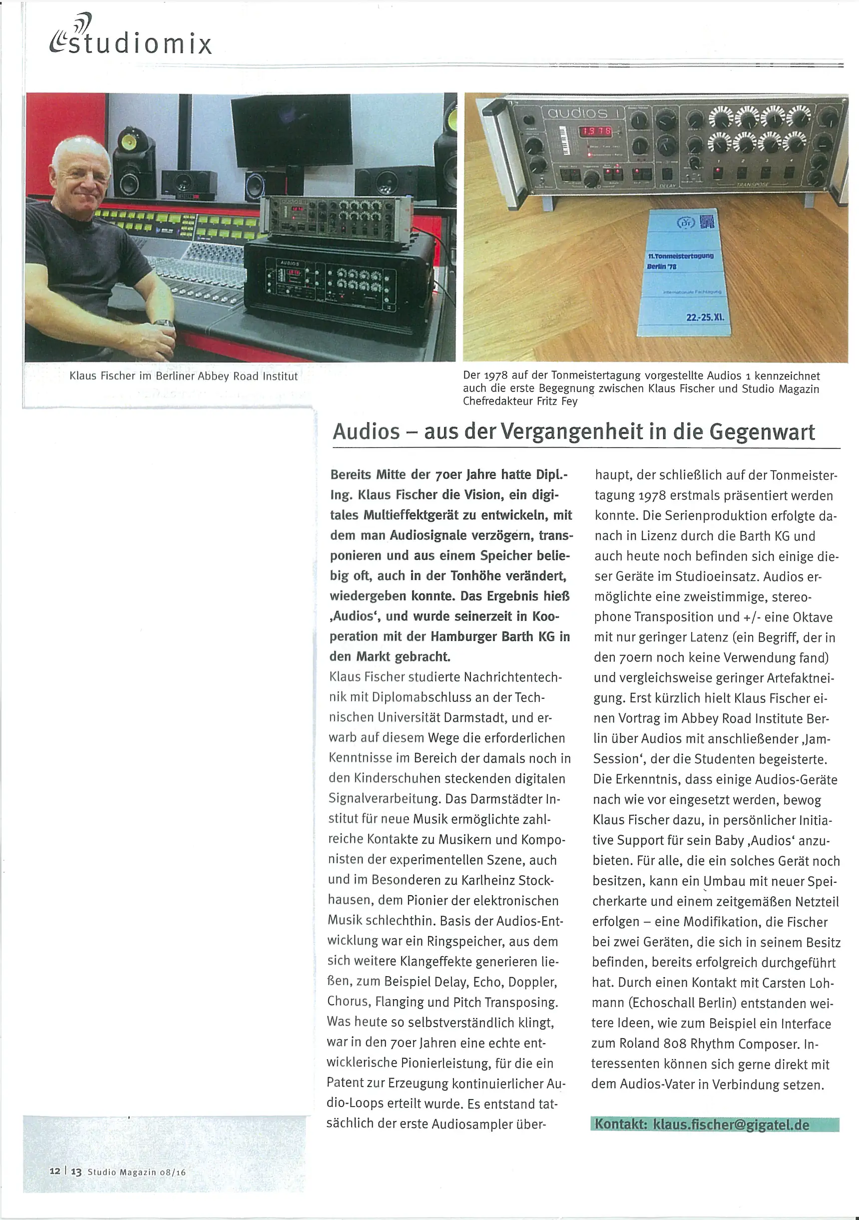 Artikel &uuml;ber audios im Studio Magazin